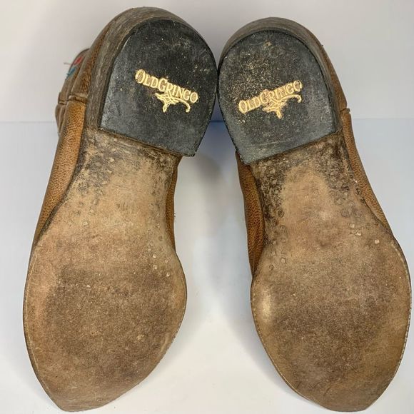 Old Gringo Brown Floral LOVE Embroidered Checruda Leather Cowboy Boots Size 8.5 - Picture 11 of 12